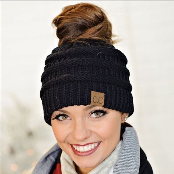 CC  Messy bun ! Ponytail Beanie Hat Cutest - Picture 1 of 16